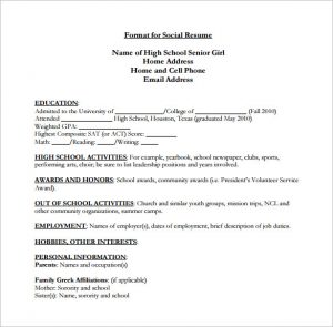 high schooler resume high school senior resume pdf free download