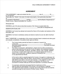 hold harmless agreement form hold harmless agreement form