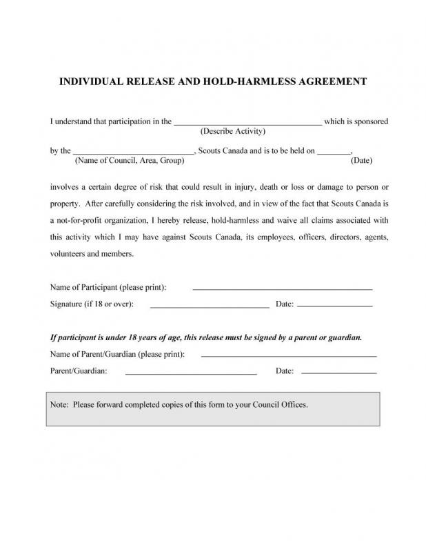 hold harmless agreement form