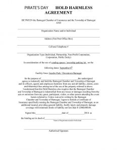 hold harmless agreement form hold harmless agreement template