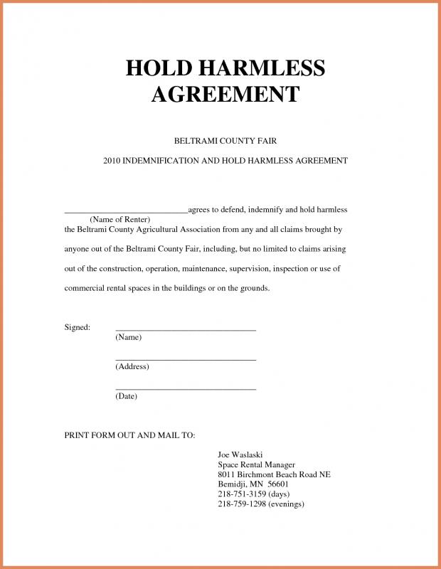 Hold Harmless Agreement Sample | Template Business