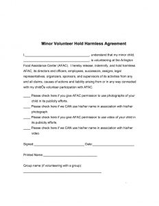 hold harmless form hold harmless agreement template