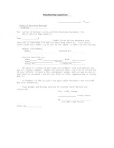 hold harmless form hold harmless agreement template