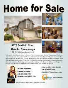 home for sale flyer diana durham rancho cucamonga home for sale flyer