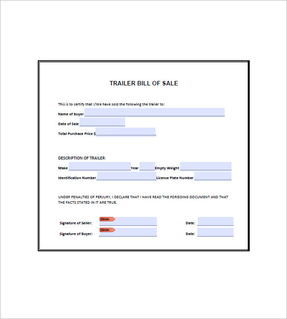 Homemade Trailer Bill Of Sale Template Business