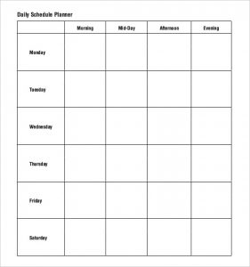 homeschool schedule template blank daily schedule planner