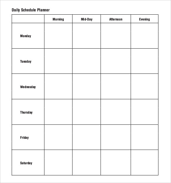 homeschool schedule template blank daily schedule planner
