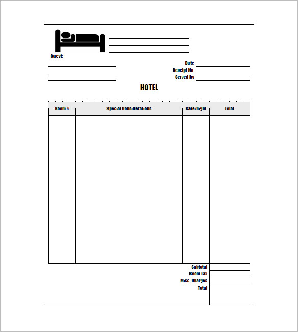 hotel receipt template