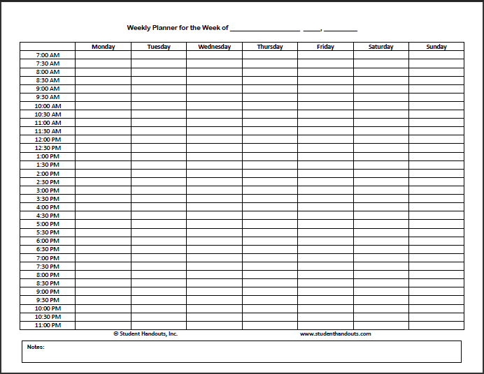 Hourly Calendar Template | Template Business