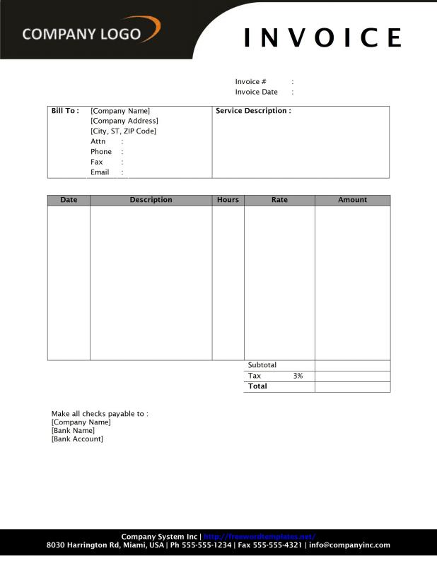 simple invoice template hourly