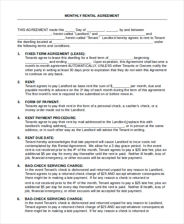 House Rental Agreement Template Business