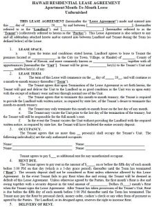 house rental agreement template hawaii