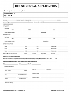 house rental application house rental application form