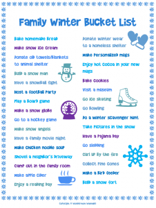 household inventory list family winter bucket list