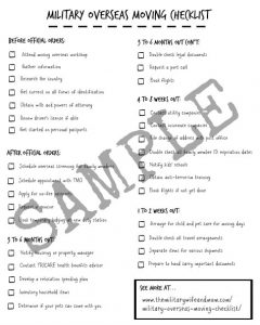 household inventory list military overseas moving checklist sample