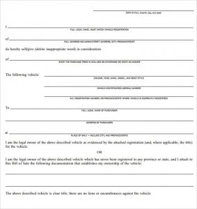 how to write a bill of sale for car standard car bill of sale form