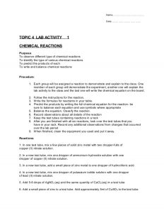 how to write a chemistry lab report topic chemical reactions lab