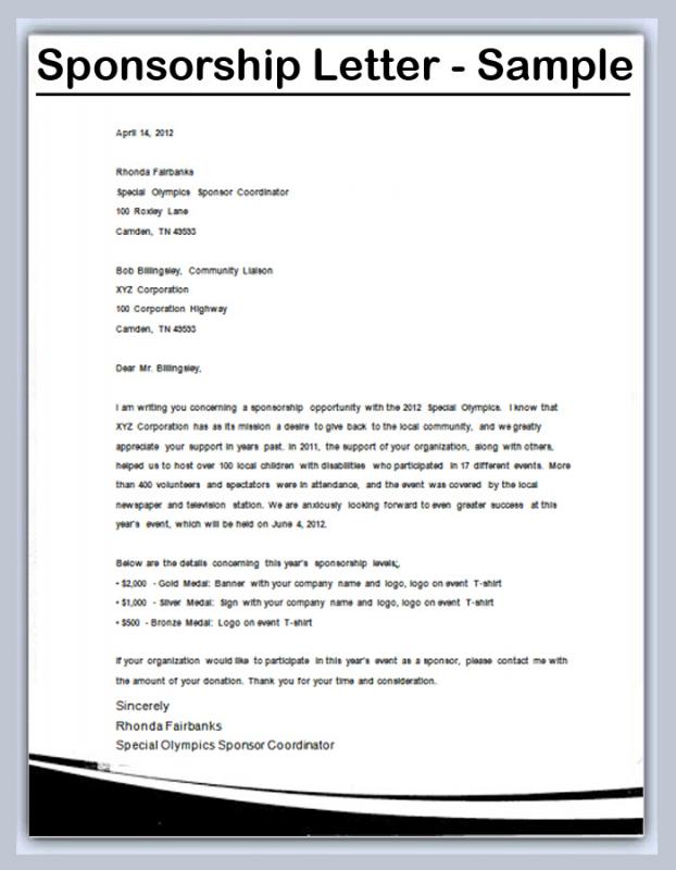 How To Write A Sponsorship Letter Template Business