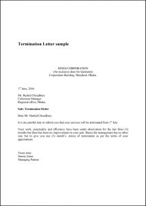 how to write a termination letter termination letter sample example template and format regarding sample letter of termination