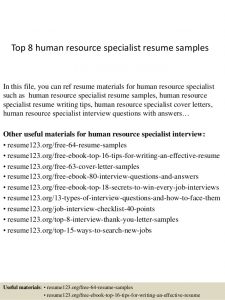 human resources resumes samples top human resource specialist resume samples