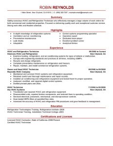 hvac resume samples hvac and refrigeration maintenance janitorial modern