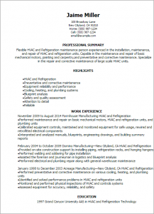 hvac resume samples hvac and refrigeration resume