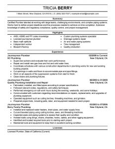 hvac resume samples journeymen plumbers construction professional