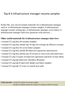 hvac resume samples top it infrastructure manager resume samples