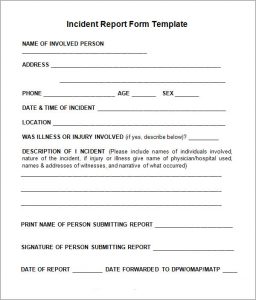 incident report example incident report form template