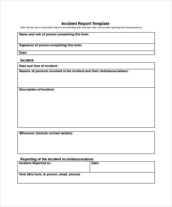 incident report sample sample incident report form1