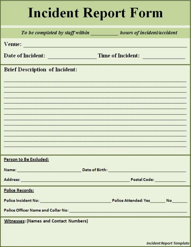 incident report template