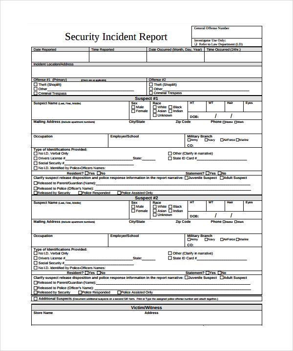 incident report template