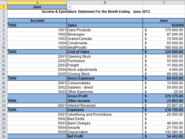 income statement excel