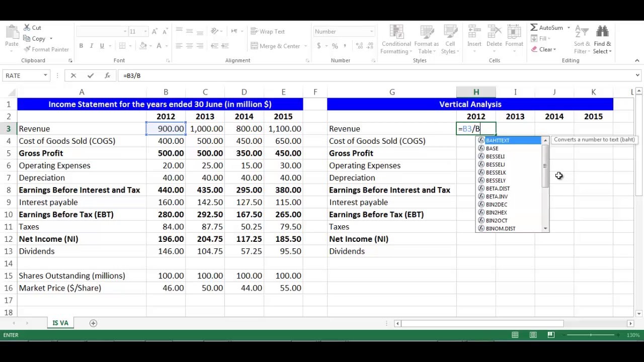 income statement template excel