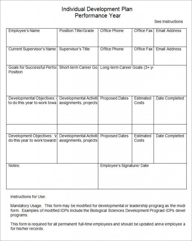 Individual Development Plan Template Business