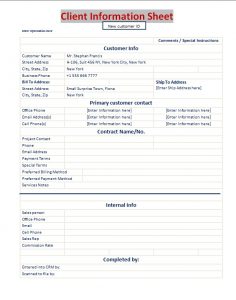 information sheet template client information sheet template image