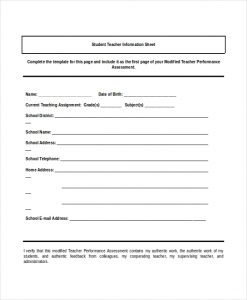 information sheet template teacher information sheet template