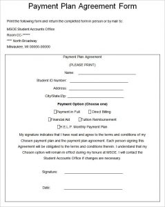 installment payment agreement payment plan agreement form