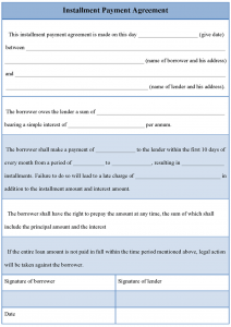 installment payment agreement template installment payment agreement template