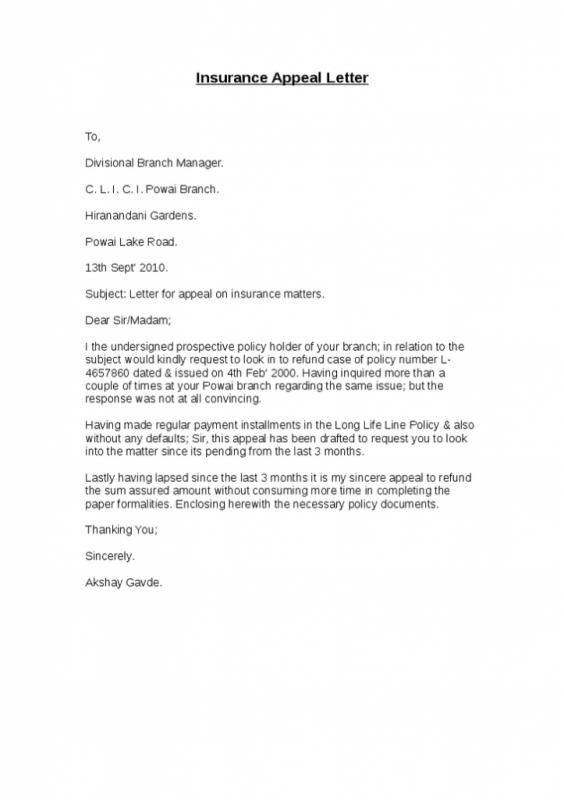 Insurance Appeal Letter | Template Business