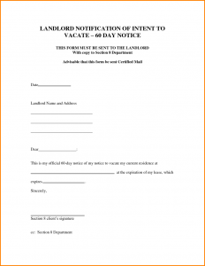 intent to vacate letter notice to vacate form day notice to vacate apartment sample