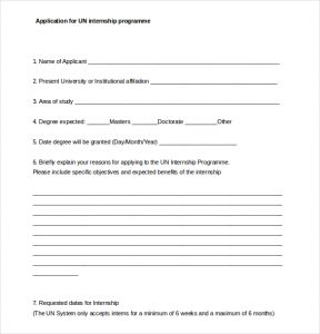 internship application template application for un internship programme word document free download