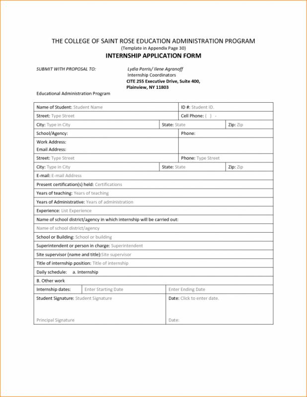 Internship Application Template Template Business