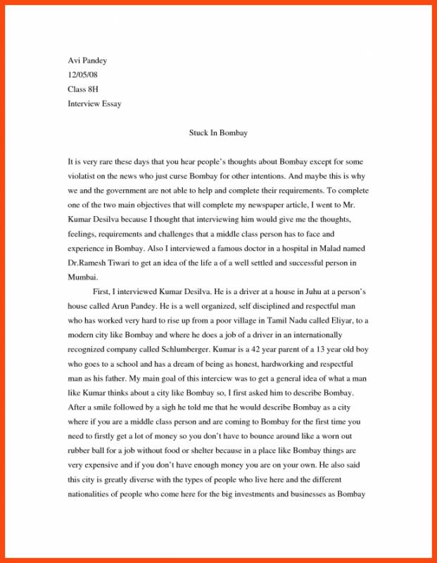 narrative interview essay example