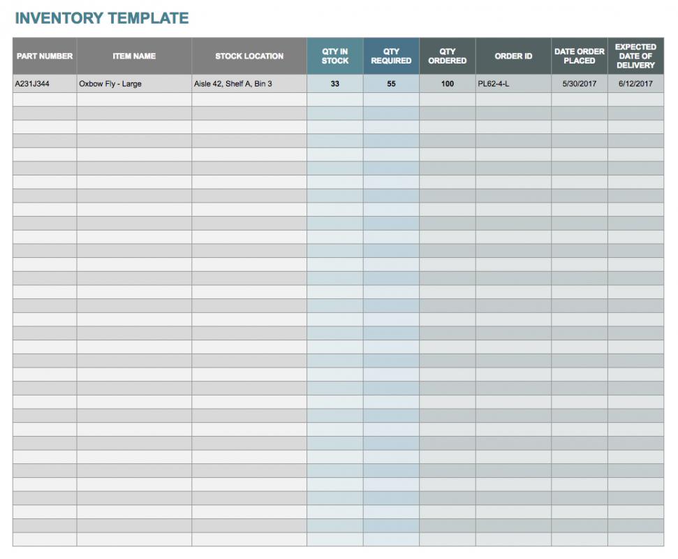 inventory template google sheets