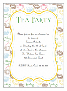 invitation card template printable tea party invitations