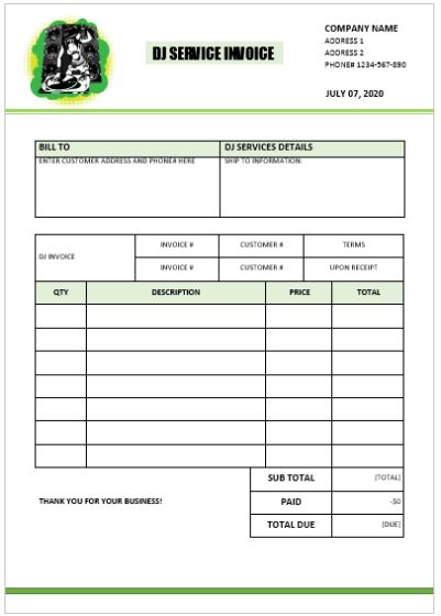 invoice receipt template template business