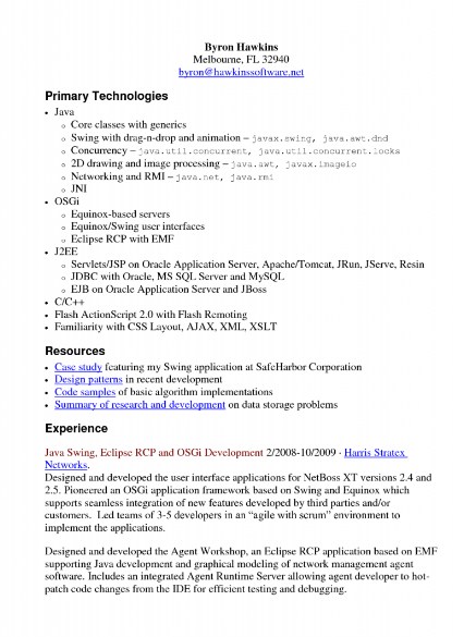 java developer resume