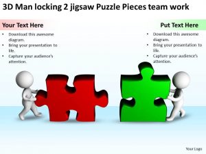 jigsaw puzzle templates d man locking jigsaw puzzle pieces team work ppt graphics icons slide