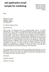 job application letter marketing email sample